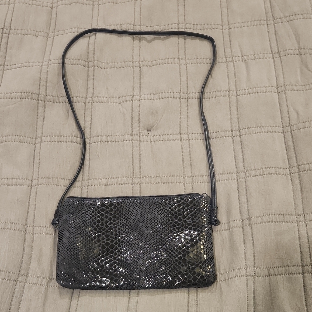 Elegant Deep Navy Snakeskin Bags By Pinky Crossbody Bag